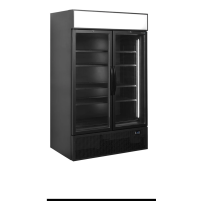 Szafa chłodnicza ekspozycyjna 2 drzwiowa z plafonem, czarna, Pojemność 645 litrów, 1200x790x2000 Tefcold FSC1200H BLACK