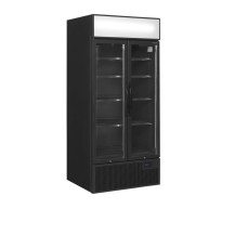 Szafa chłodnicza ekspozycyjna 2 drzwiowa z plafonem, czarna, Pojemność 535 litrów, 890x740x1990 Tefcold FSC890H BLACK
