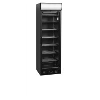 Szafa mroźnicza przeszklona z plafonem, czarna, Pojemność 270 litrów, 595x640x1980 Tefcold UFSC371GCP Black
