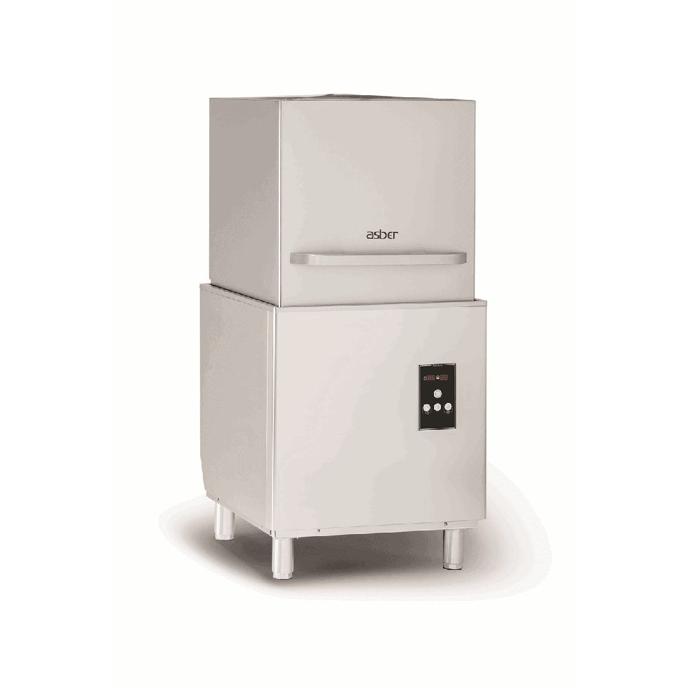 Zmywarka kapturowa z koszem 500x500 mm, z pompą wspomagającą płukanie ipompą spustową, 675x675x1440, Asber GT-H510 W B