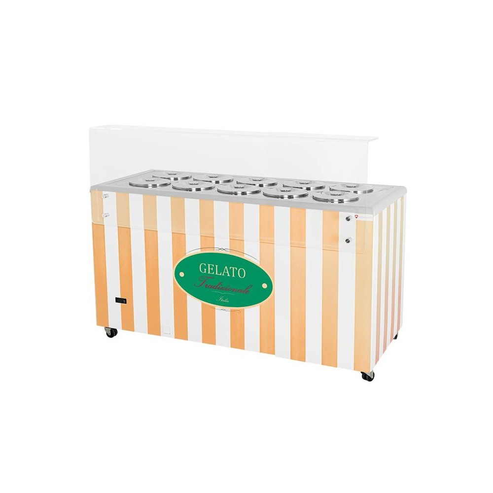 Dystrybutor do lodów | witryna do lodów | konserwator | retro | 10 tub | okrągłe kuwety | 1503x670x895 mm | RESTO QUALITY GELATO