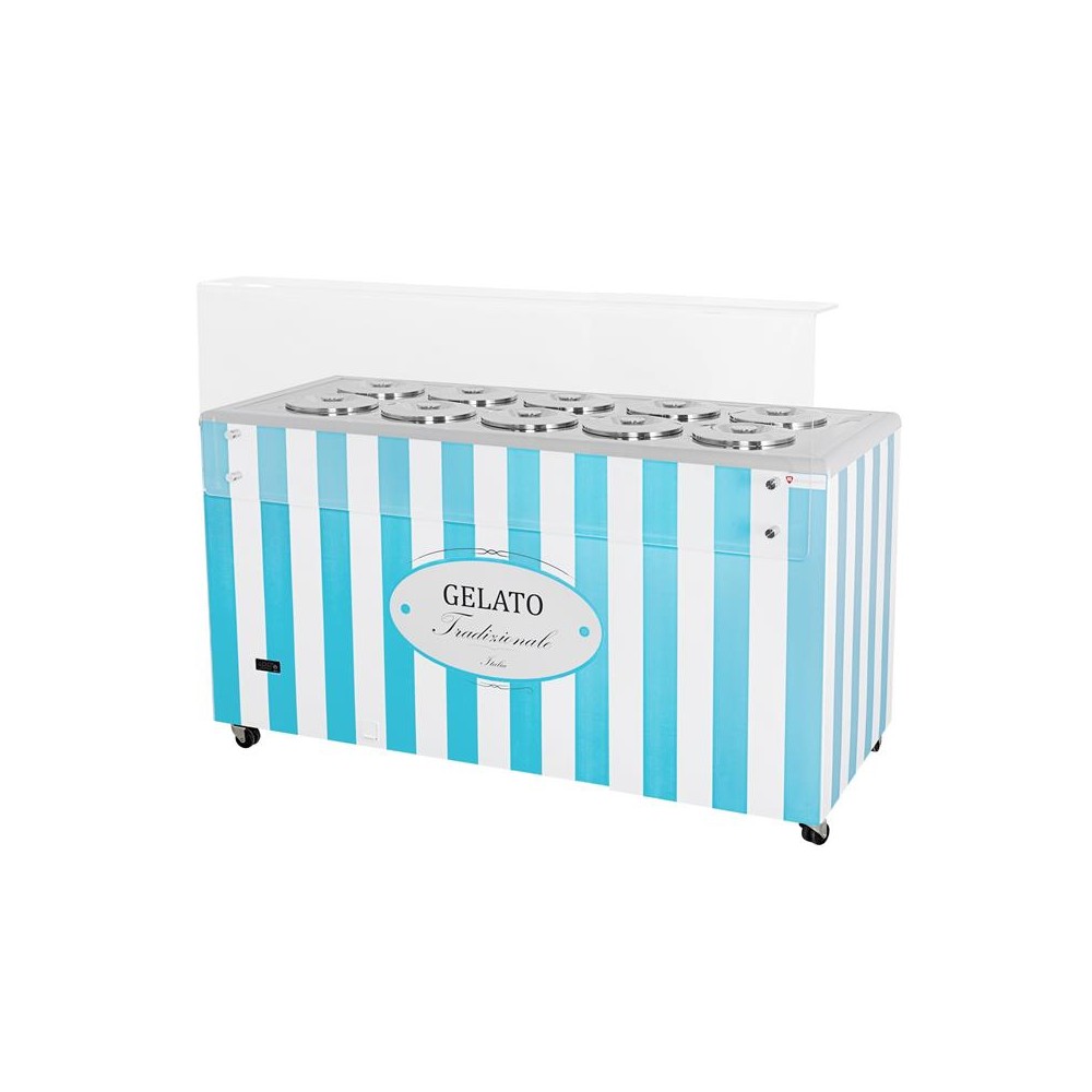 Dystrybutor do lodów | witryna do lodów | konserwator | retro | 10 tub | okrągłe kuwety | 1503x670x895 mm | RESTO QUALITY GELATO