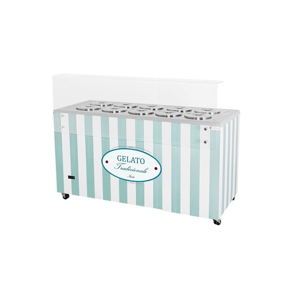 Dystrybutor do lodów | witryna do lodów | konserwator | retro | 10 tub | okrągłe kuwety | 1503x670x895 mm | RESTO QUALITY GELATO