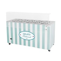 Dystrybutor do lodów | witryna do lodów | konserwator | retro | 10 tub | okrągłe kuwety | 1503x670x895 mm | RESTO QUALITY GELATO