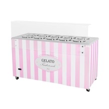 Dystrybutor do lodów | witryna do lodów | konserwator | retro | 10 tub | okrągłe kuwety | 1503x670x895 mm | RESTO QUALITY GELATO