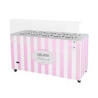 Dystrybutor do lodów | witryna do lodów | konserwator | retro | 10 tub | okrągłe kuwety | 1503x670x895 mm | RESTO QUALITY GELATO