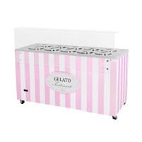 Dystrybutor do lodów | witryna do lodów | konserwator | retro | 10 tub | okrągłe kuwety | 1503x670x895 mm | RESTO QUALITY GELATO