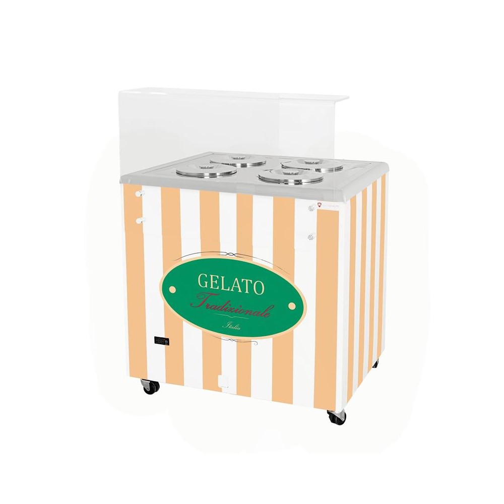 Dystrybutor do lodów | witryna do lodów | konserwator | retro | 4 tub | okrągłe kuwety | 843x670x895 mm | RESTO QUALITY GELATO P