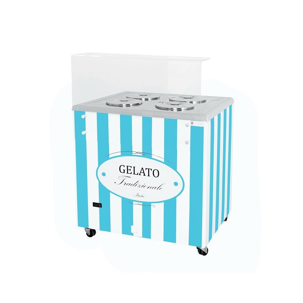 Dystrybutor do lodów | witryna do lodów | konserwator | retro | 4 tub | okrągłe kuwety | 843x670x895 mm | RESTO QUALITY GELATO P