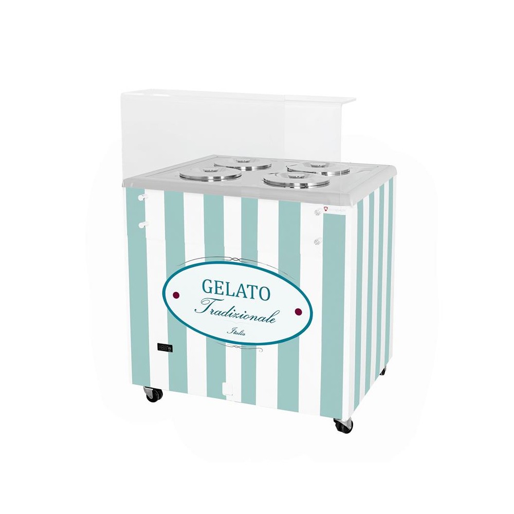Dystrybutor do lodów | witryna do lodów | konserwator | retro | 4 tub | okrągłe kuwety | 843x670x895 mm | RESTO QUALITY GELATO P