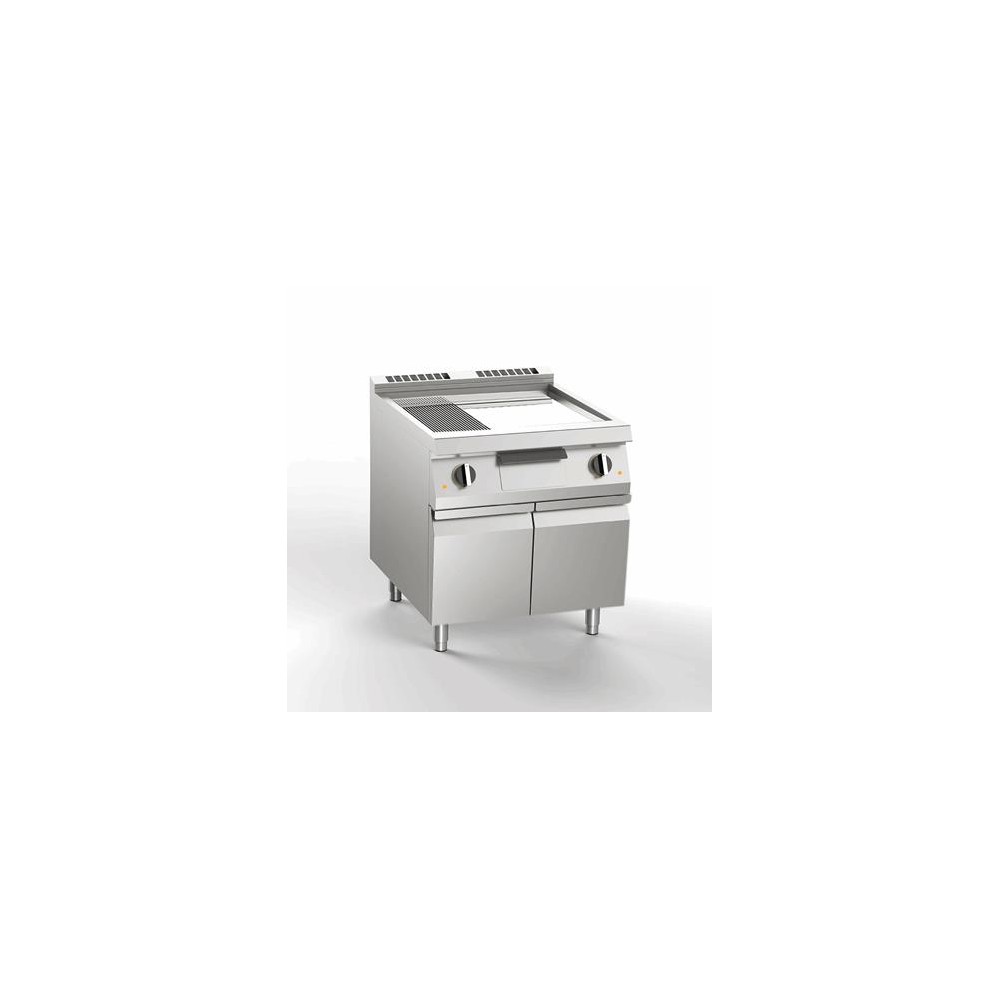 Płyta grillowa elektryczna 2/3 gładka + 1/3 ryflowana, chromowana, 800x730x900, SILKO NEBE74AMC