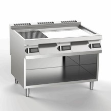 Płyta grillowa elektryczna 2/3 gładka + 1/3 ryflowana, chromowana, 1200x900x900, SILKO NEBE96GMCE
