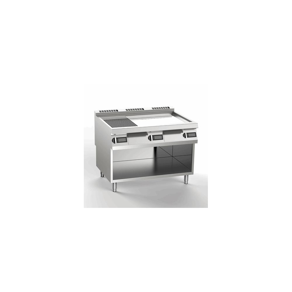 Płyta grillowa elektryczna 2/3 gładka + 1/3 ryflowana, chromowana, 1200x900x900, SILKO NEBE96GMCE