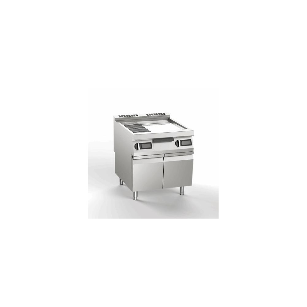 Płyta grillowa elektryczna 2/3 gładka + 1/3 ryflowana, chromowana, 800x900x900, SILKO NEBE94AMCE