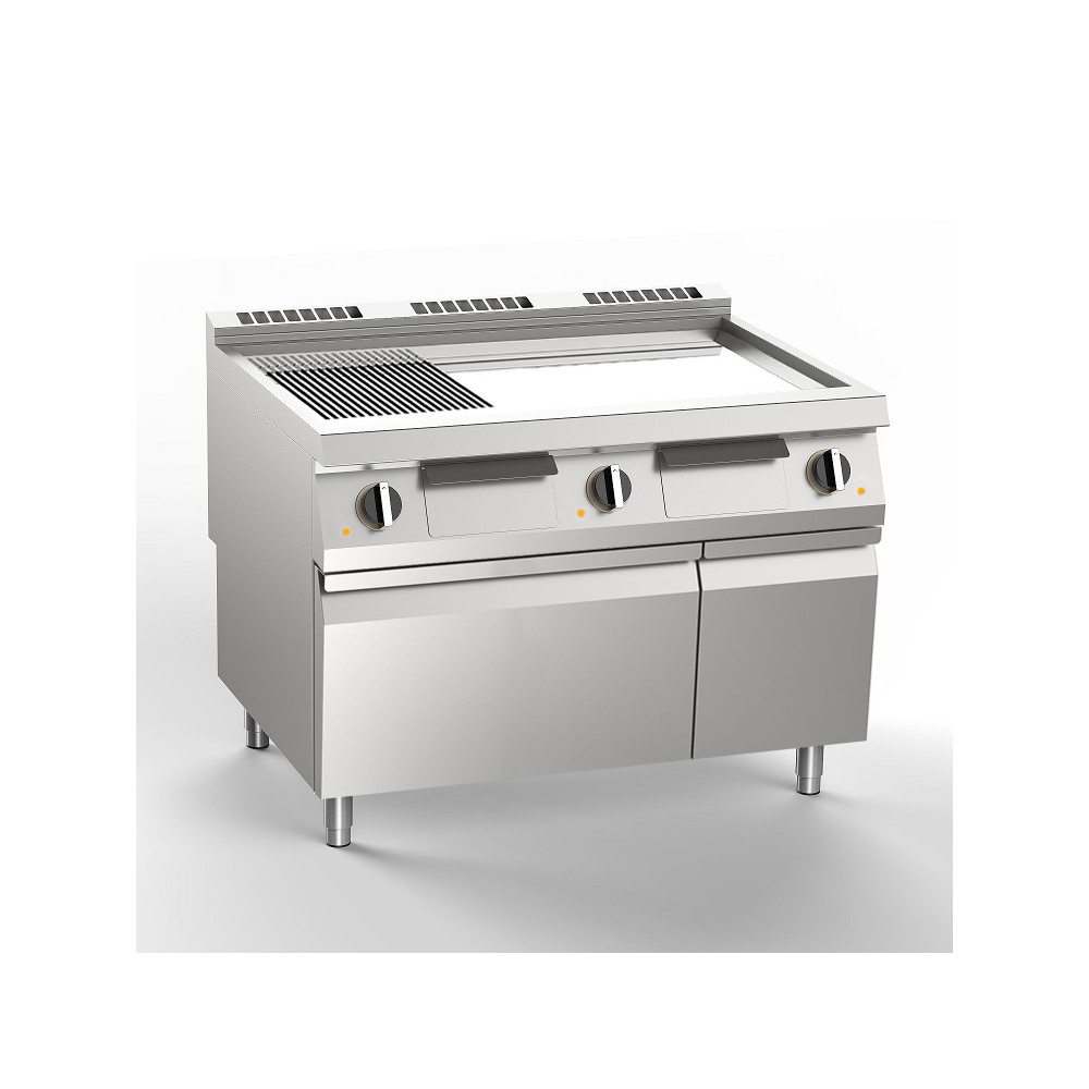 Płyta grillowa elektryczna 2/3 gładka + 1/3 ryflowana, chromowana, 1200x900x900, SILKO NEBE96CMC