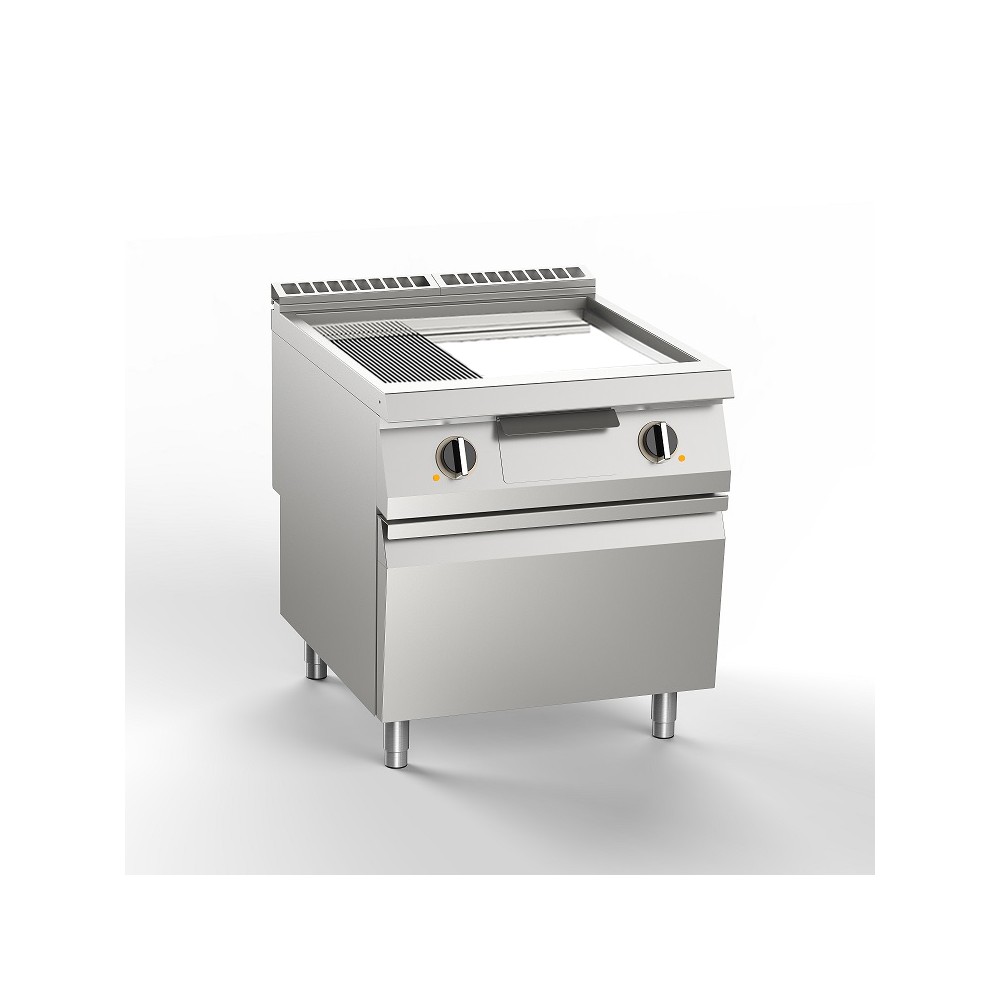 Płyta grillowa elektryczna 2/3 gładka + 1/3 ryflowana, chromowana, 800x900x900, SILKO NEBE94CMC
