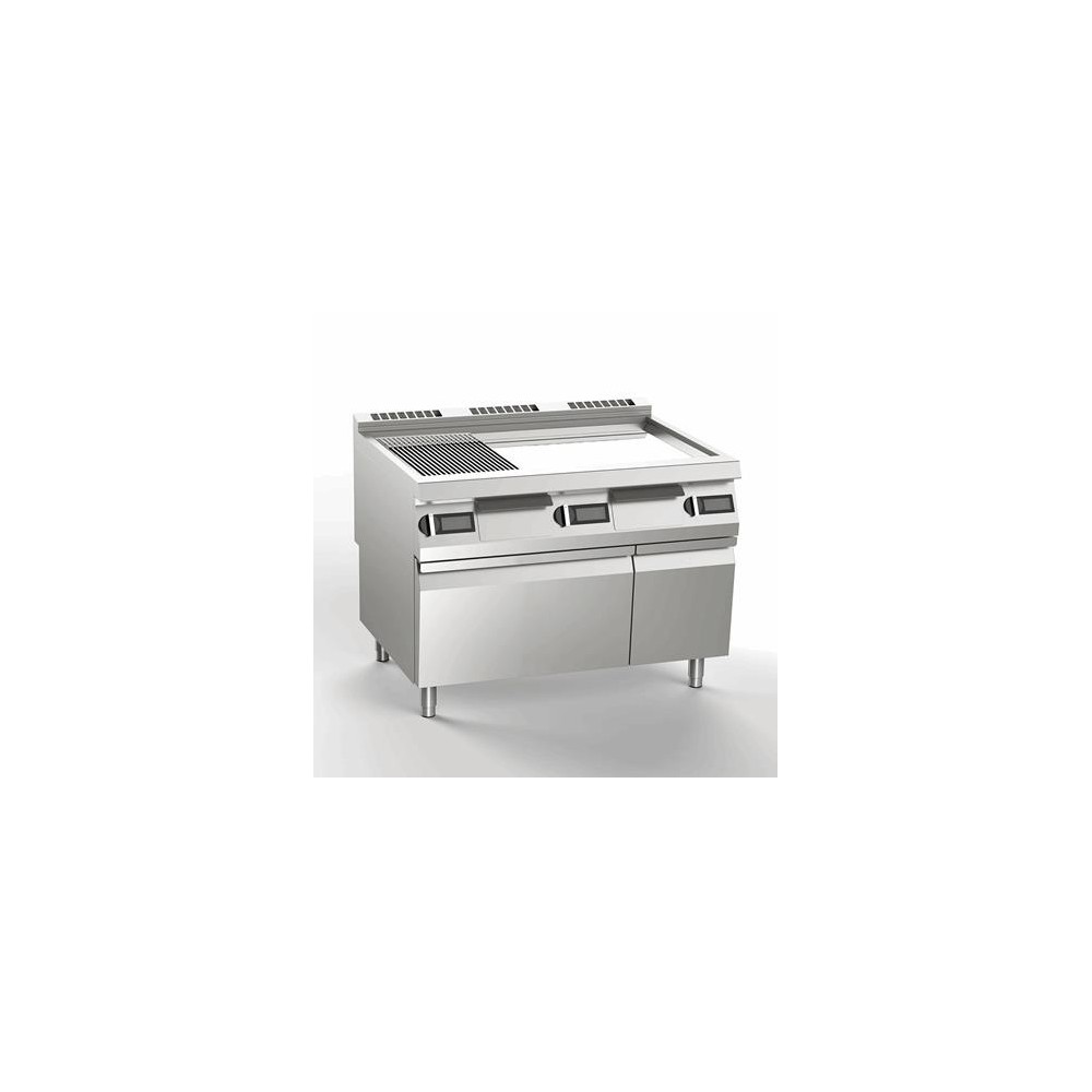 Płyta grillowa elektryczna 2/3 gładka + 1/3 ryflowana, chromowana, 1200x900x900, SILKO NEBE96CMCE