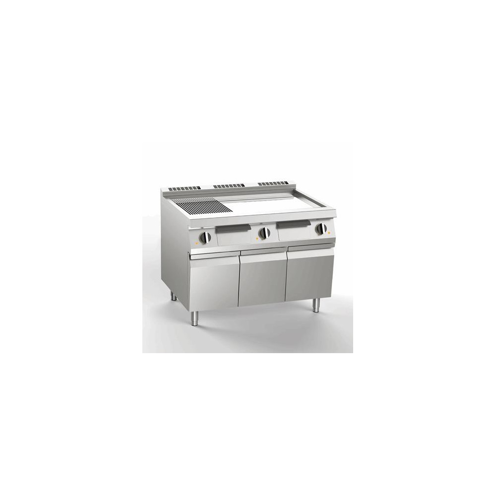 Płyta grillowa elektryczna 2/3 gładka + 1/3 ryflowana, chromowana, 1200x730x900, SILKO NEBE76AMC