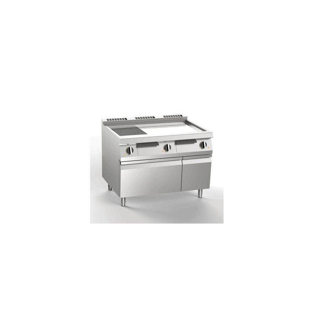 Płyta grillowa elektryczna 2/3 gładka + 1/3 ryflowana, chromowana, 1200x730x900, SILKO NEBE76CMC
