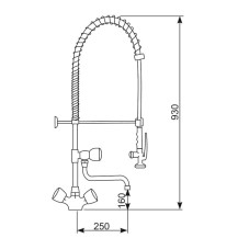 Bateria zlewozmywakowa stojąca - spryskiwacz + wylewka Hydrostop ALFA 1.2