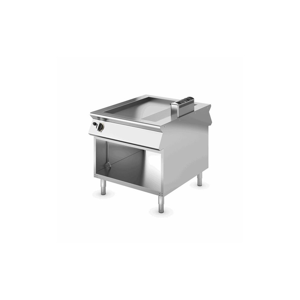 Płyta grillowa gazowa 2/3 gładka + 1/3 ryflowana, szczotkowany chrom, 900x1100x870, SILKO NEBGP4GLR