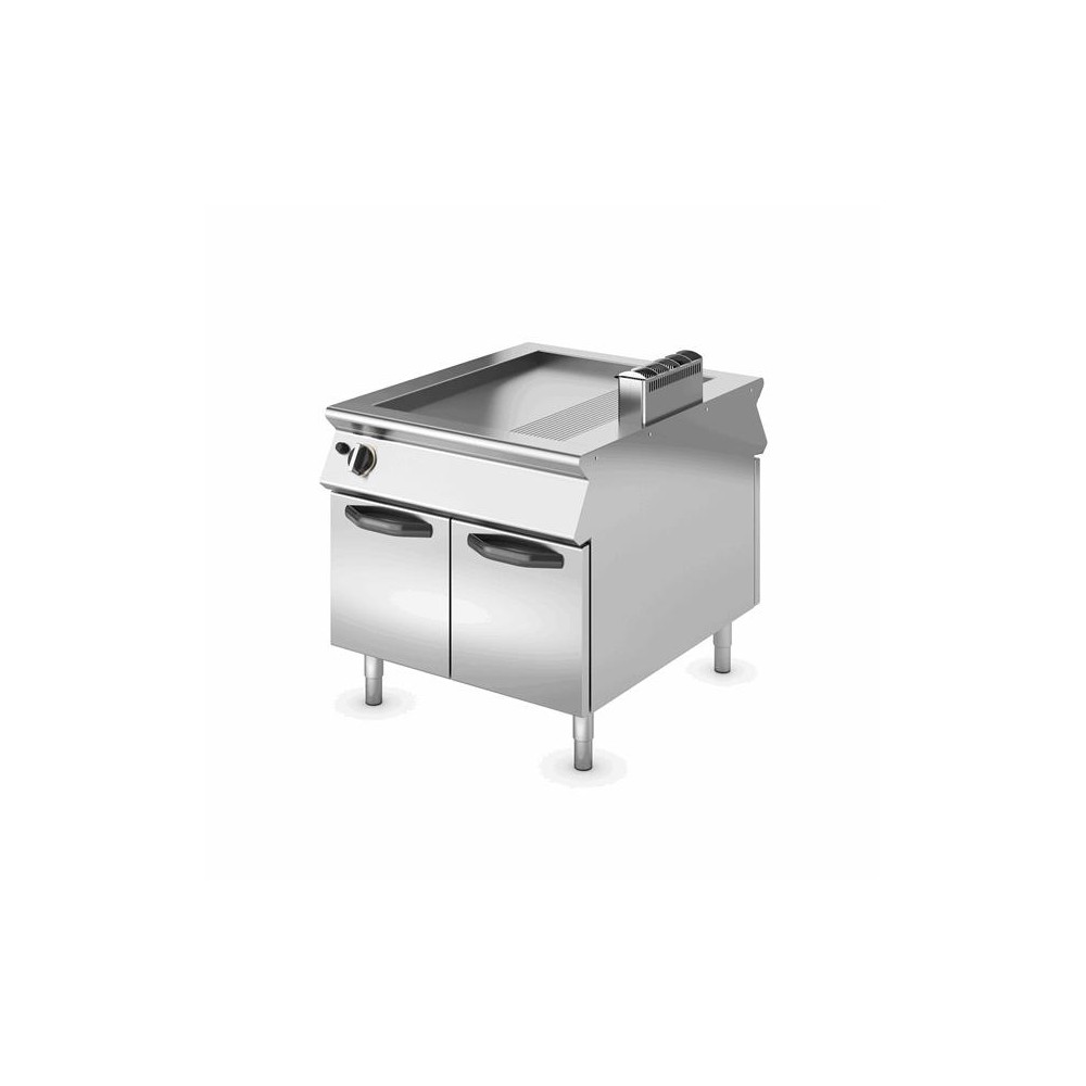 Płyta grillowa gazowa 2/3 gładka + 1/3 ryflowana, szczotkowany chrom, 900x1100x870, SILKO NEBGP4ALR