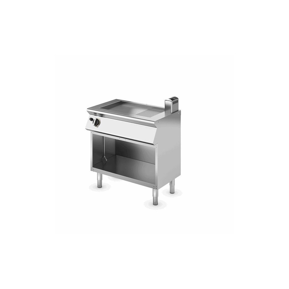 Płyta grillowa gazowa 2/3 gładka + 1/3 ryflowana, szczotkowany chrom, 900x550x870, SILKO NEBGT4GLR