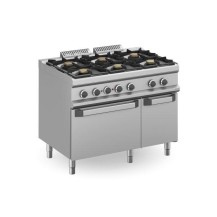 Kuchnia gazowa 6-palnikowa z piekarnikiem elektrycznym, statycznym GN 2/1 i dodatkową szafką, Magistra Plus 700 Wariant podstawo