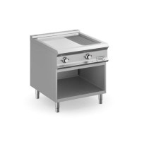 Płyta grillowa elektryczna 2/3 gładka 1/3 ryflowana chromowana podwójna na podstawie z 3 stron zamkniętej linia Domina Pro 900 W