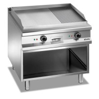 Płyta grillowa elektryczna, na podstawie z trzech stron zamkniętej 800x900 - 2/3 gładka, 1/3 ryflowana, chromowana, Magistra Plu