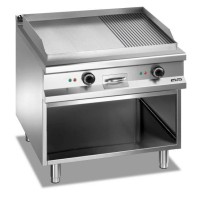 Płyta grillowa elektryczna, na podstawie z trzech stron zamkniętej 800x900 - 2/3 gładka, 1/3 ryflowana, chromowana, Magistra Plu
