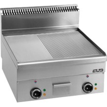 Płyta grillowa elektryczna, stołowa 600x600 - 1/2 gładka, 1/2 ryflowana, Minima 600 Wariant podstawowy, MBM EFT66LR