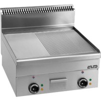 Płyta grillowa elektryczna, stołowa 600x600 - 1/2 gładka, 1/2 ryflowana, Minima 600 Wariant podstawowy, MBM EFT66LR