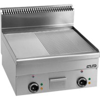 Płyta grillowa elektryczna, stołowa 600x600 - 1/2 gładka, 1/2 ryflowana, Minima 600 Wariant podstawowy, MBM EFT66LR