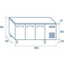Stół mroźniczy Coolhead 3 drzwiowy, 700mm Wariant podstawowy, CoolHead QN 3100