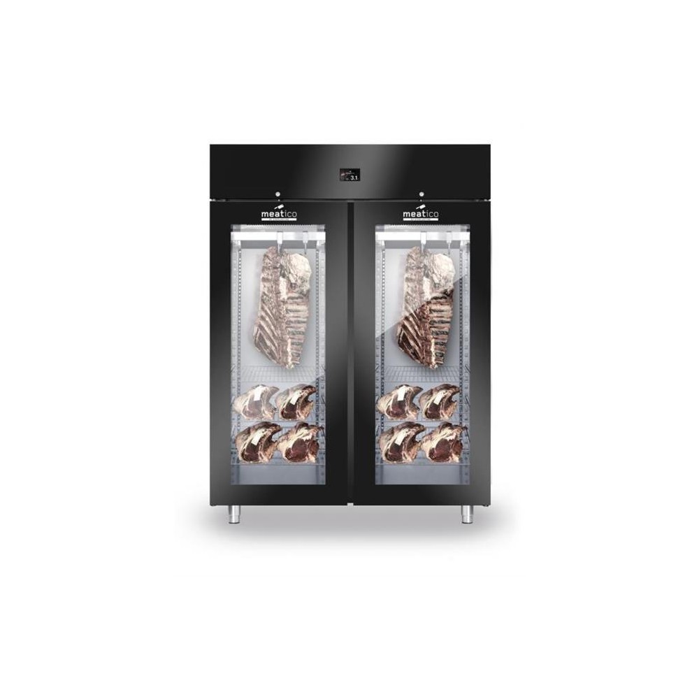 Szafa do sezonowania mięsa 2-drzwiowa przeszklona 1500l BLACK NEW2020 Wariant podstawowy, Hendi 991737
