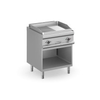 Płyta grillowa elektryczna, na podstawie z trzech stron zamkniętej 700x700 - 1/2 gładka, 1/2 ryflowana, Magistra Plus 700 Warian
