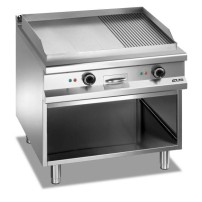 Płyta grillowa elektryczna, na podstawie z trzech stron zamkniętej 800x900 - 2/3 gładka, 1/3 ryflowana Magistra Plus 900 Wariant