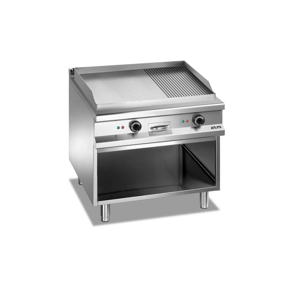 Płyta grillowa elektryczna, na podstawie z trzech stron zamkniętej 800x900 - 2/3 gładka, 1/3 ryflowana Magistra Plus 900 Wariant
