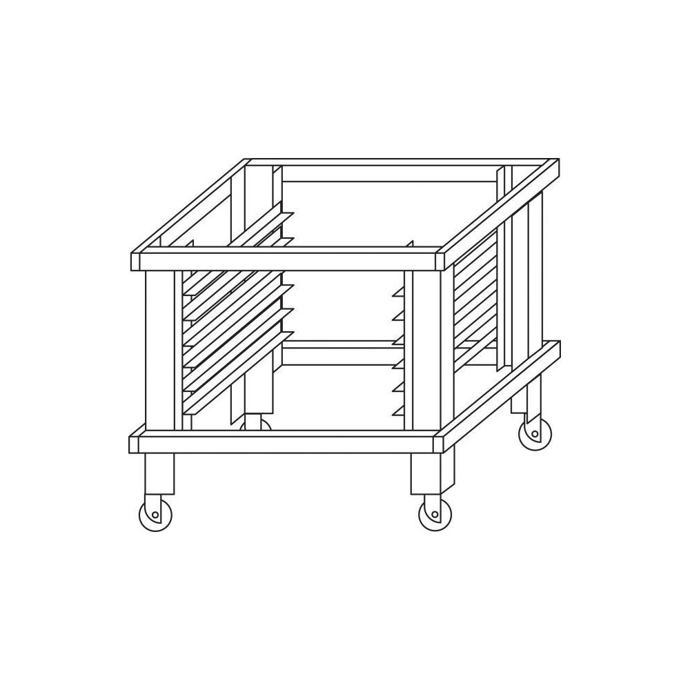 Podstawa z prowadnicami na kołach do pieca S105 H=800mm Wariant podstawowy, Moretti Forni MFS105SP80