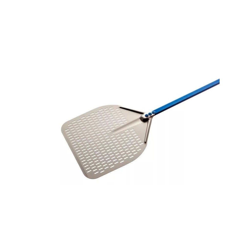 Łopata do pizzy perforowana aluminiowa, prostokątna 30cm, długość rączki 180cm Gimetal Azzurra A-30RF/180