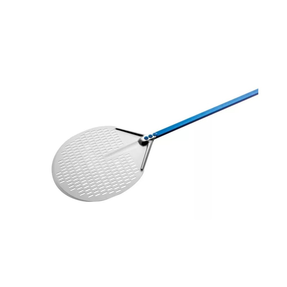Łopata do pizzy perforowana aluminiowa, okrągła 30cm, długość rączki 150cm Gimetal Azzurra A-30F