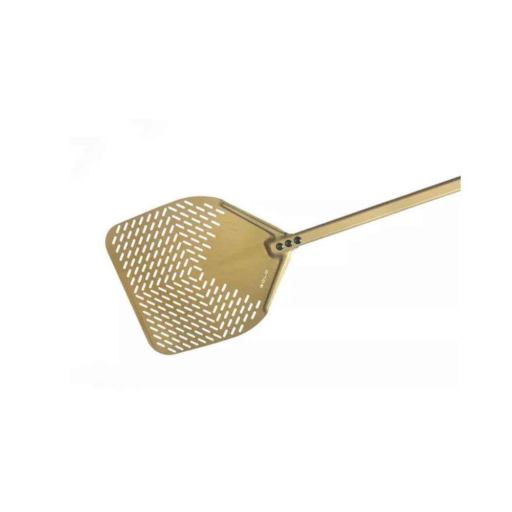 Łopata do pizzy perforowana aluminiowa, prostokątna 41cm, długość rączki 150cm Gimetal Gold G-41RF