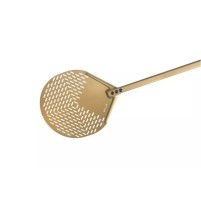 Łopata do pizzy perforowana aluminiowa, okrągła 33cm, długość rączki 180cm Gimetal Gold G-32F/180