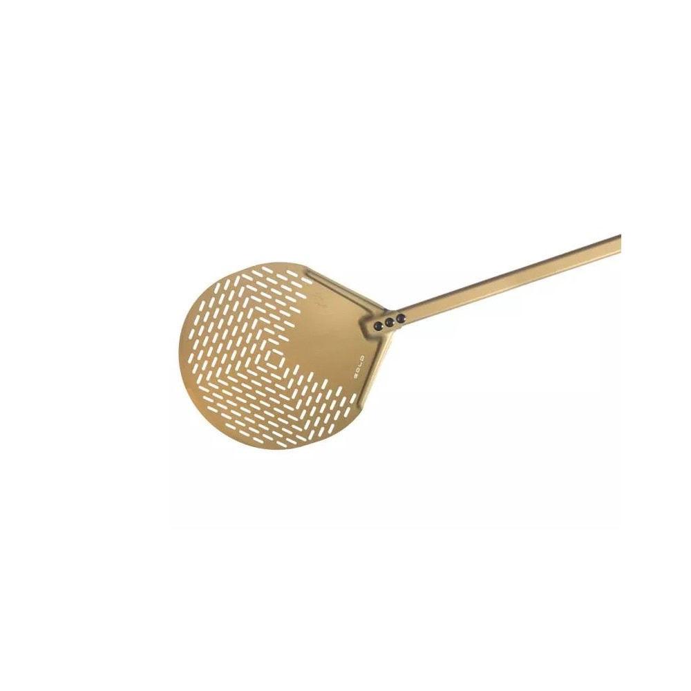 Łopata do pizzy perforowana aluminiowa, okrągła 45cm, długość rączki 150cm Gimetal Gold G-45F