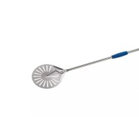 Łopata do obracania i wyjmowania pizzy perforowana aluminiowa, okrągła 17cm, długość rączki 150cm Gimetal Azzurra I-17F