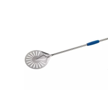 Łopata do obracania i wyjmowania pizzy perforowana aluminiowa, okrągła 20cm, długość rączki 150cm Gimetal Azzurra I-20F