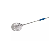 Łopata do obracania i wyjmowania pizzy perforowana aluminiowa, okrągła 20cm, długość rączki 150cm Gimetal Azzurra I-20F