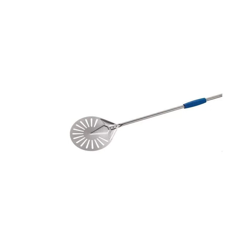 Łopata do obracania i wyjmowania pizzy perforowana aluminiowa, okrągła 20cm, długość rączki 150cm Gimetal Azzurra I-20F