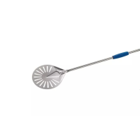 Łopata do obracania i wyjmowania pizzy perforowana aluminiowa, okrągła 20cm, długość rączki 150cm Gimetal Azzurra I-20F
